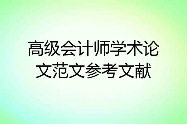 高级会计师学术论文范文参考文献