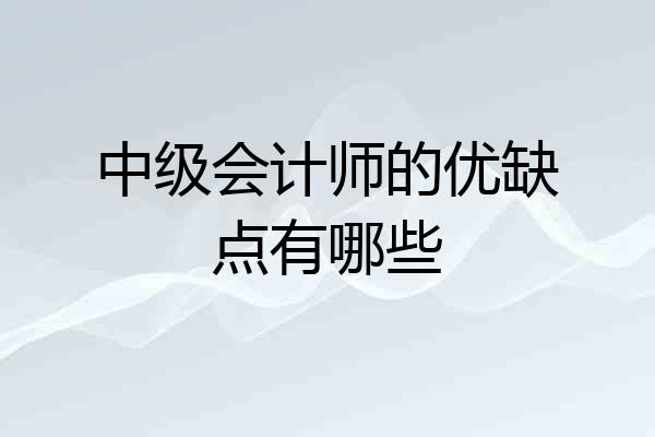 中级会计师的优缺点有哪些