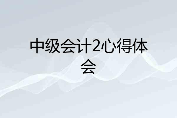 中级会计2心得体会