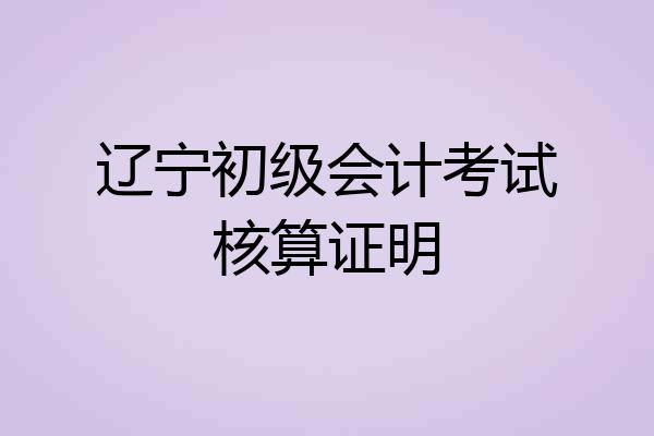 辽宁初级会计考试核算证明