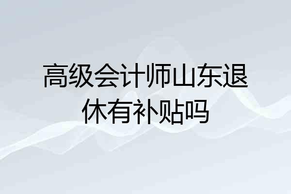 高级会计师山东退休有补贴吗