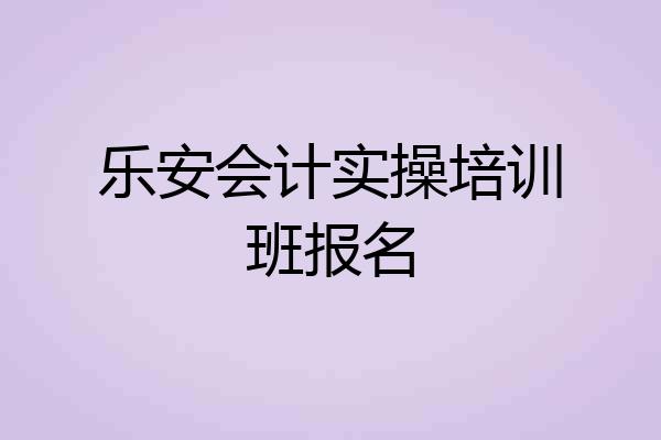 乐安会计实操培训班报名
