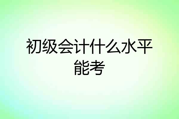 初级会计什么水平能考