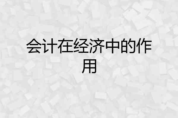 会计在经济中的作用