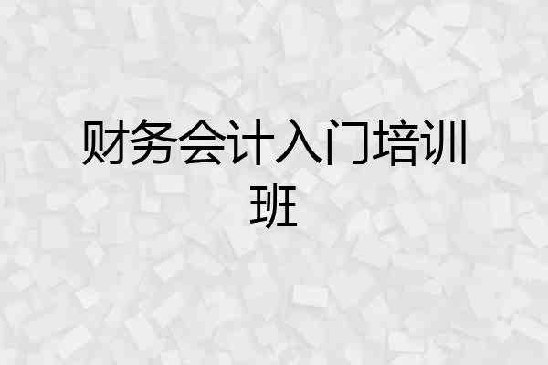 财务会计入门培训班