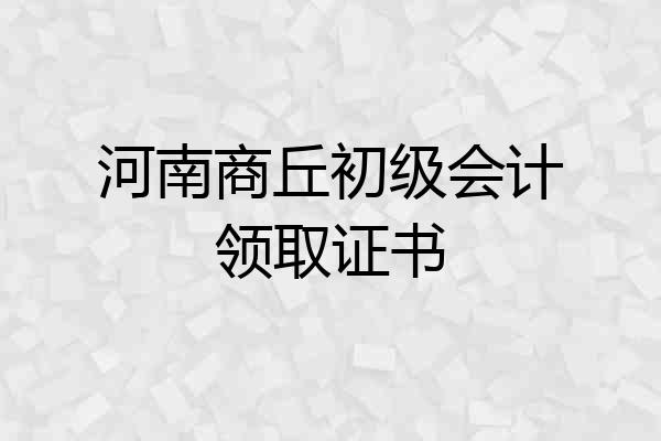 河南商丘初级会计领取证书