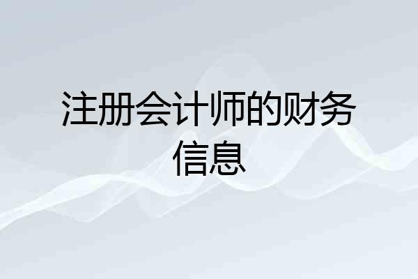 注册会计师的财务信息