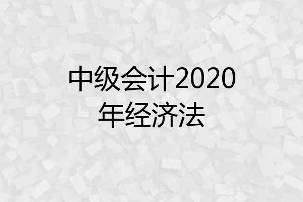 中级会计2020年经济法