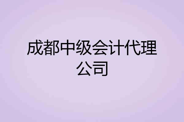 成都中级会计代理公司