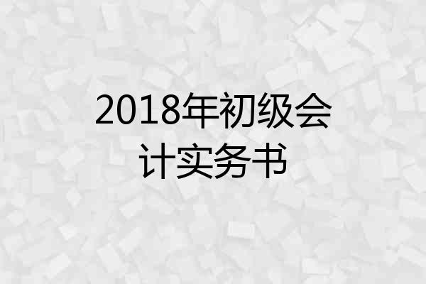 2018年初级会计实务书