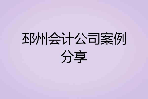 邳州会计公司案例分享