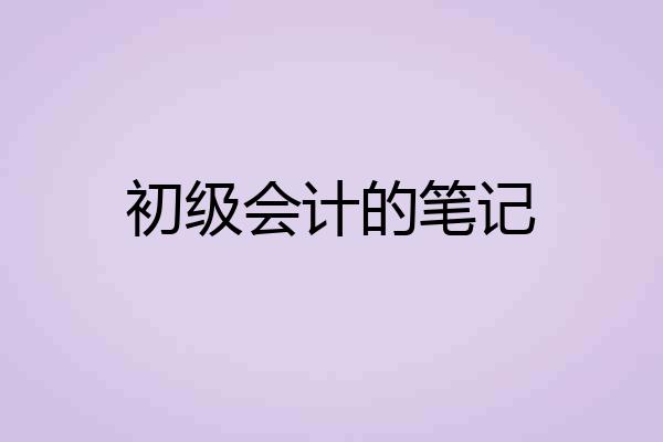 初级会计的笔记