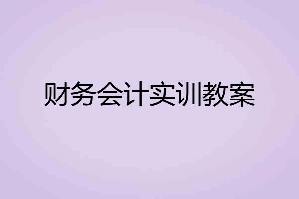 财务会计实训教案