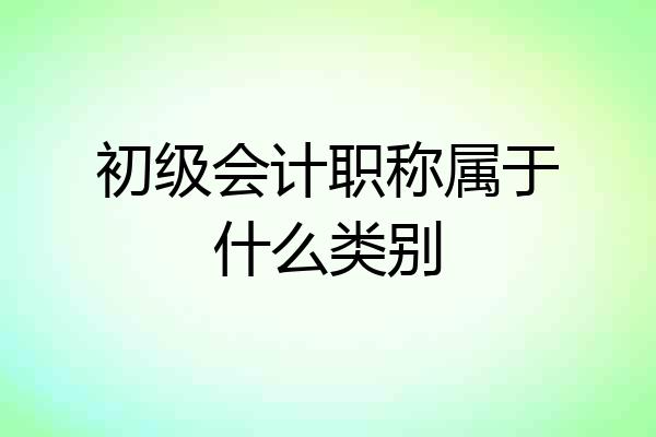 初级会计职称属于什么类别