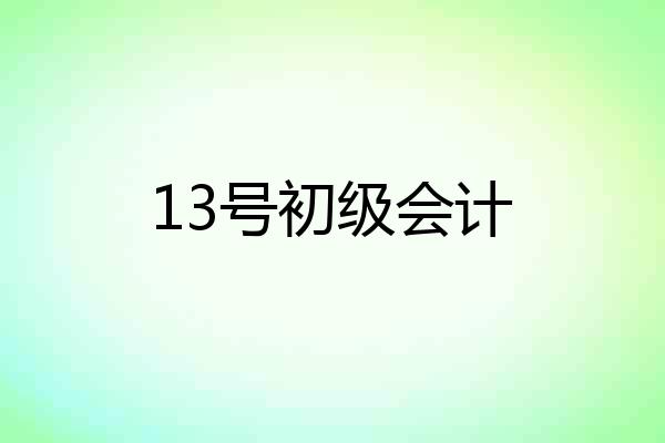 13号初级会计