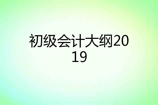 初级会计大纲2019