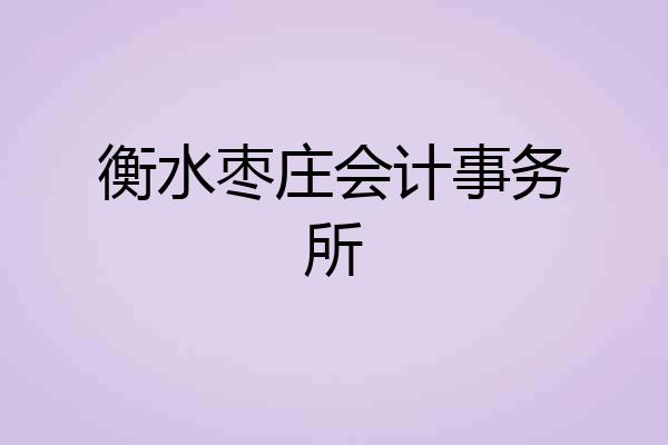 衡水枣庄会计事务所
