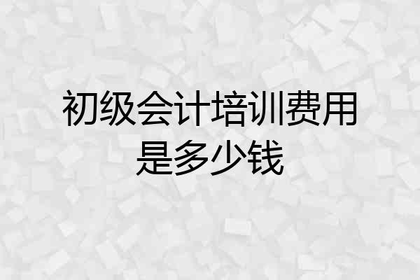 初级会计培训费用是多少钱
