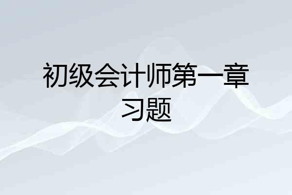初级会计师第一章习题
