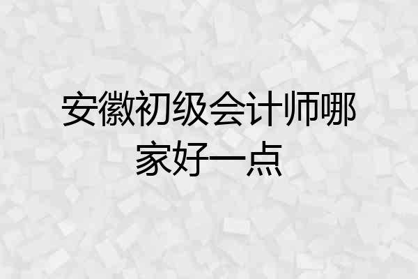 安徽初级会计师哪家好一点
