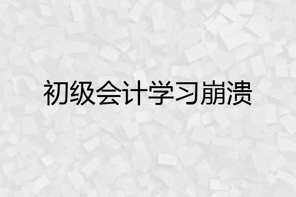 初级会计学习崩溃
