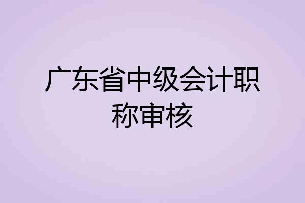 广东省中级会计职称审核