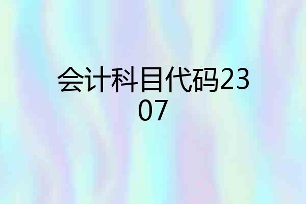 会计科目代码2307