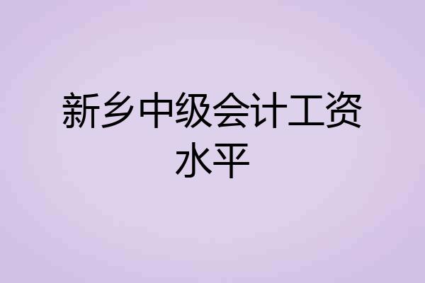 新乡中级会计工资水平