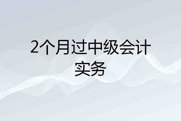 2个月过中级会计实务
