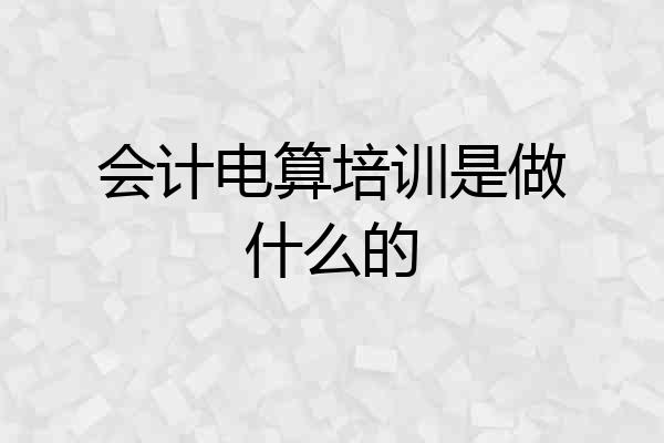会计电算培训是做什么的