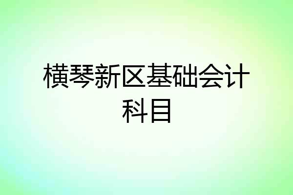 横琴新区基础会计科目