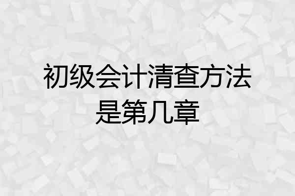 初级会计清查方法是第几章