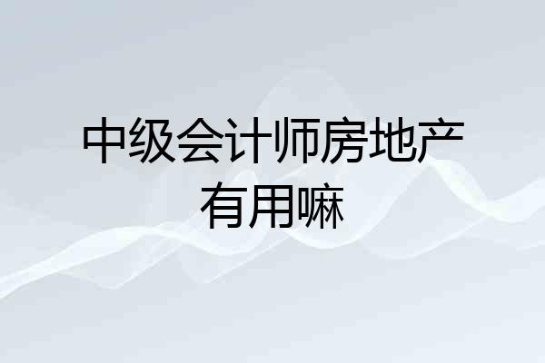 中级会计师房地产有用嘛