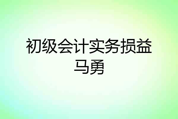 初级会计实务损益马勇