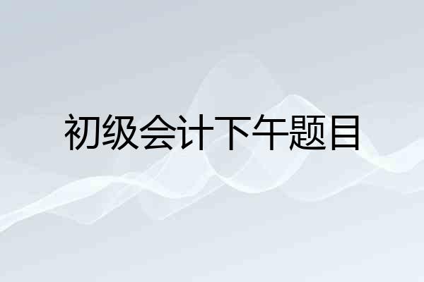 初级会计下午题目