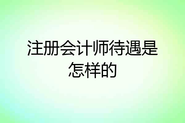 注册会计师待遇是怎样的