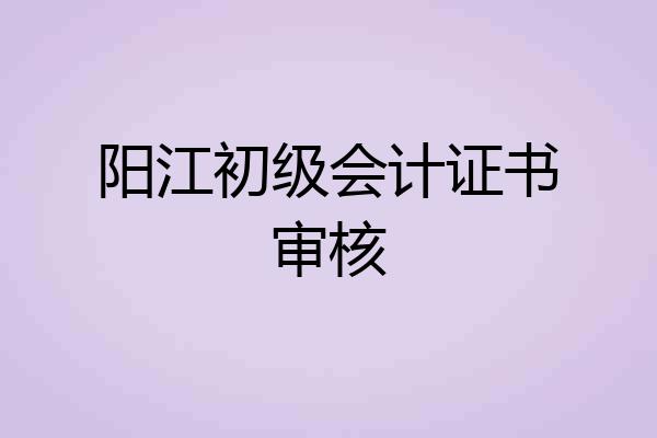 阳江初级会计证书审核