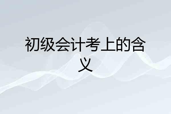 初级会计考上的含义