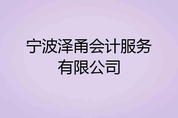 宁波泽甬会计服务有限公司