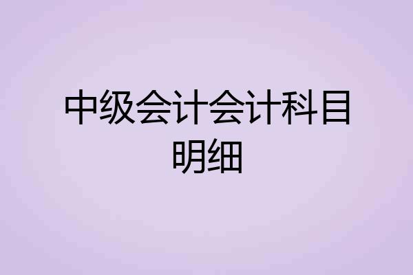 中级会计会计科目明细