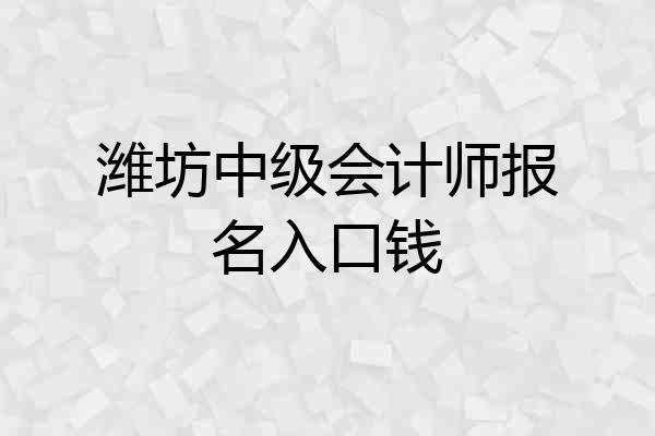 潍坊中级会计师报名入口钱