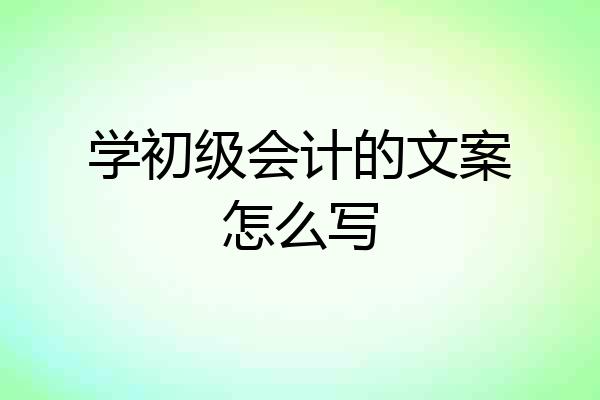 学初级会计的文案怎么写