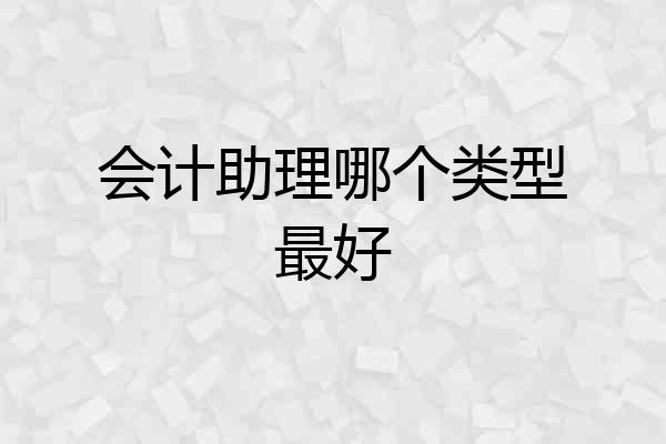 会计助理哪个类型最好