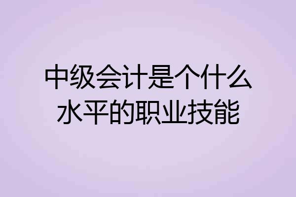 中级会计是个什么水平的职业技能