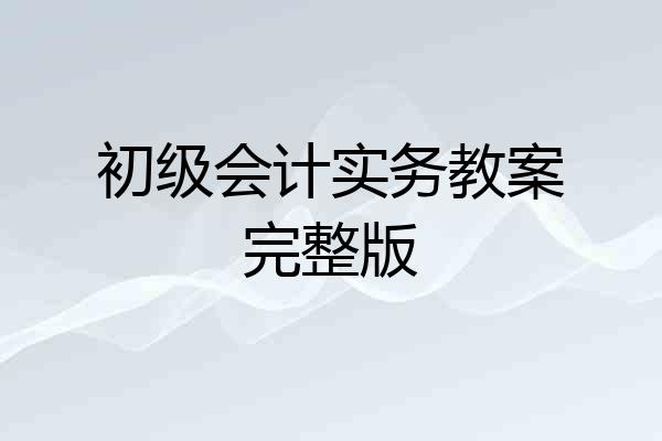 初级会计实务教案完整版