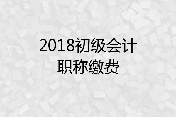 2018初级会计职称缴费