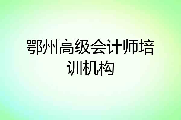 鄂州高级会计师培训机构