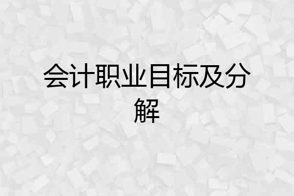 会计职业目标及分解