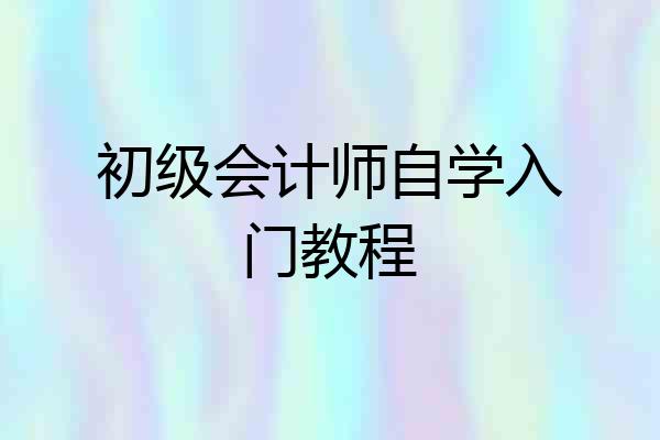 初级会计师自学入门教程
