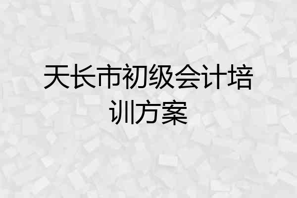 天长市初级会计培训方案